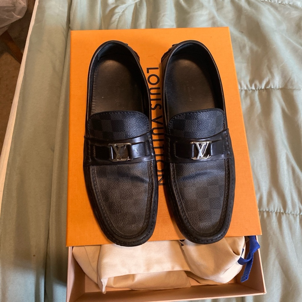 Authentic louis vuitton loafers with box and bag